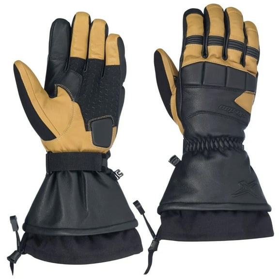 Ski-Doo X-Team Leather Gauntlet Snowmobile Gloves Khaki Brown 4463560405