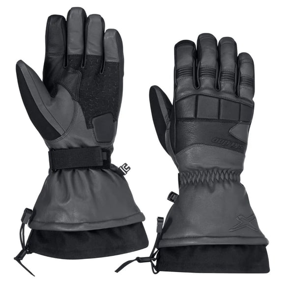 Ski-Doo X-Team Leather Gauntlet Snowmobile Gloves Charcoal Grey 4463561407