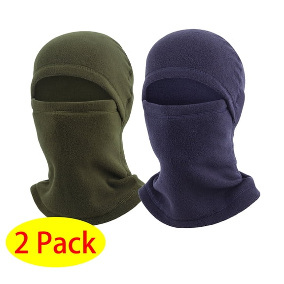 Ski Face Mask 2 Pack Face Cover for Cold Weather Warm Thermal Stretch Balaclava Face Mask Navy Blue&Green