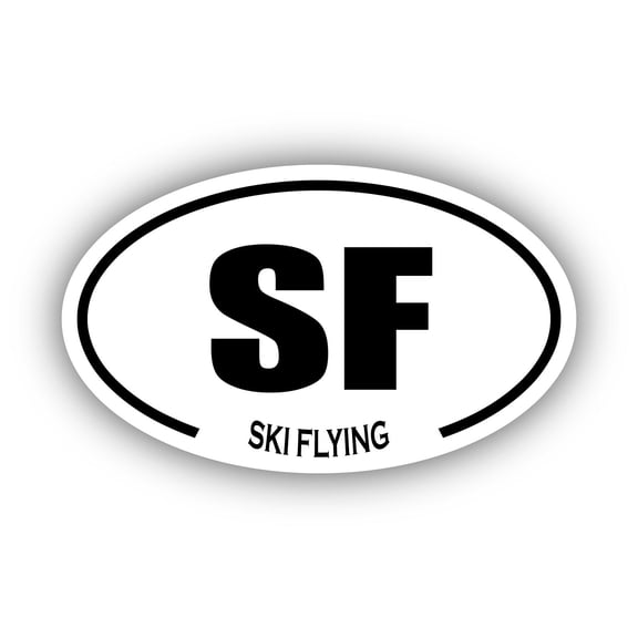 Ski Flying SF Oval Bumper Sticker 3M Vinyl Decal 3 in x 5 in