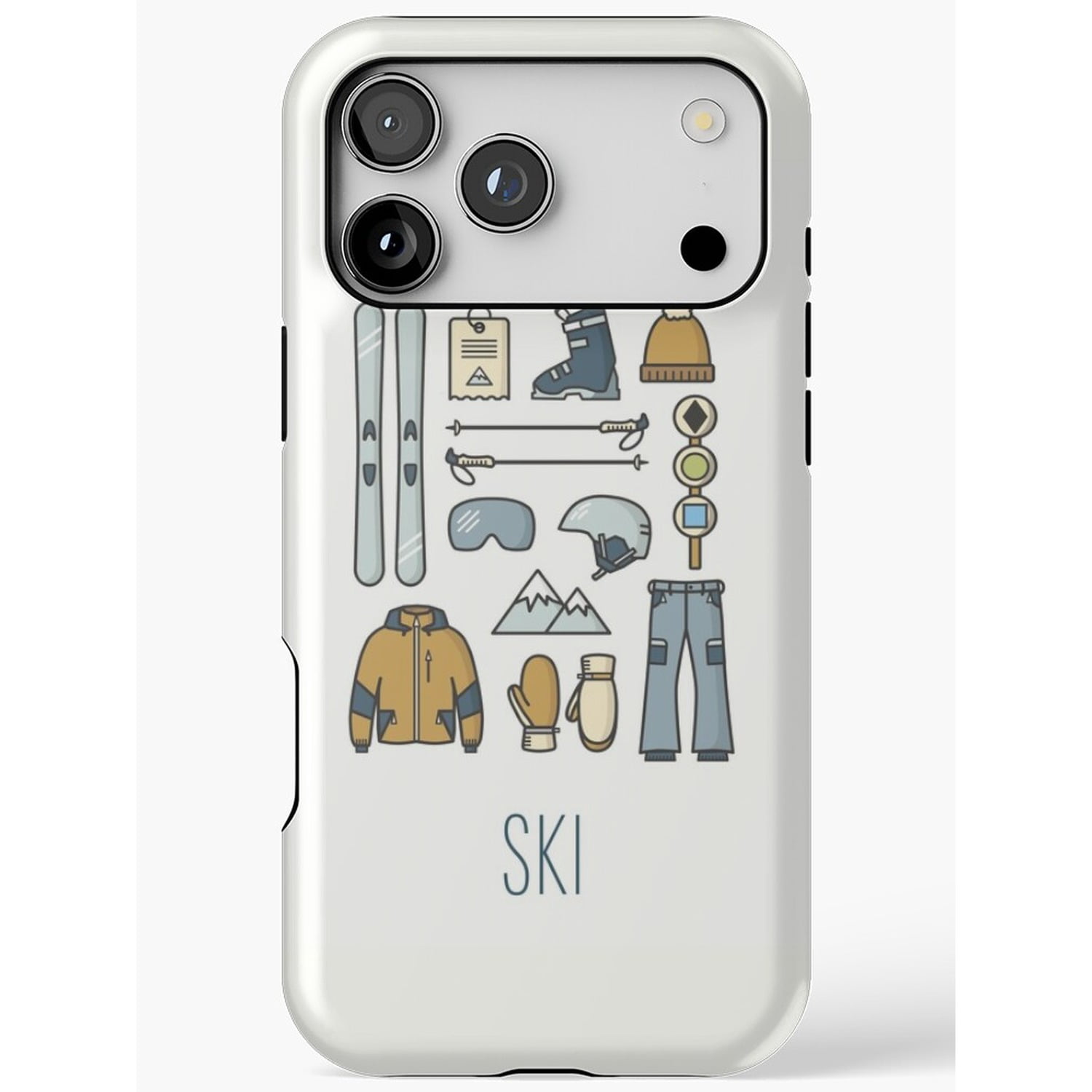 Ski Gear Icons in Mustard, Blue and Gray Tough Phone Case for Apple ...