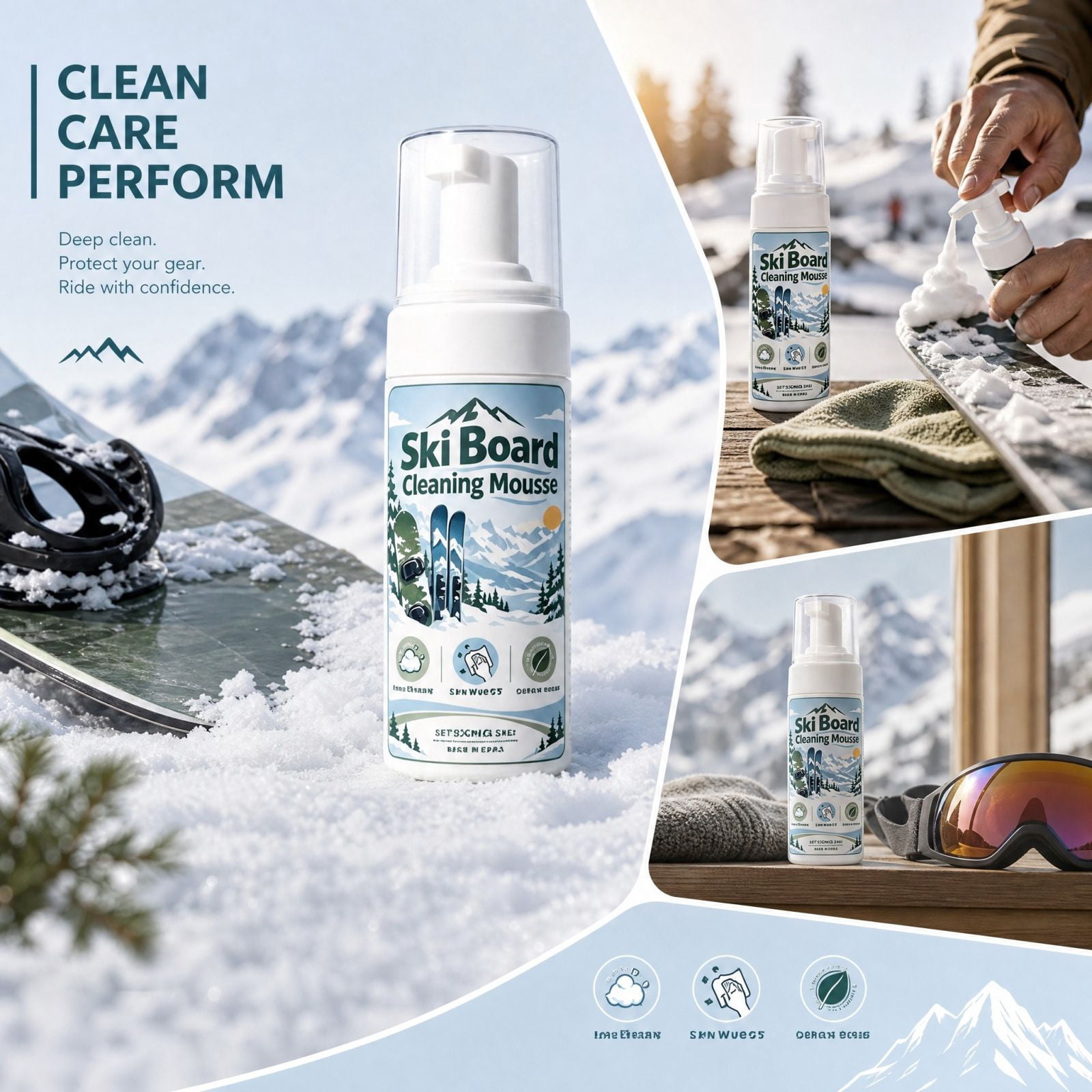 Ski Gear Maintenance Cleaning Kit – Snowboard Care Set with 100ml Odor ...