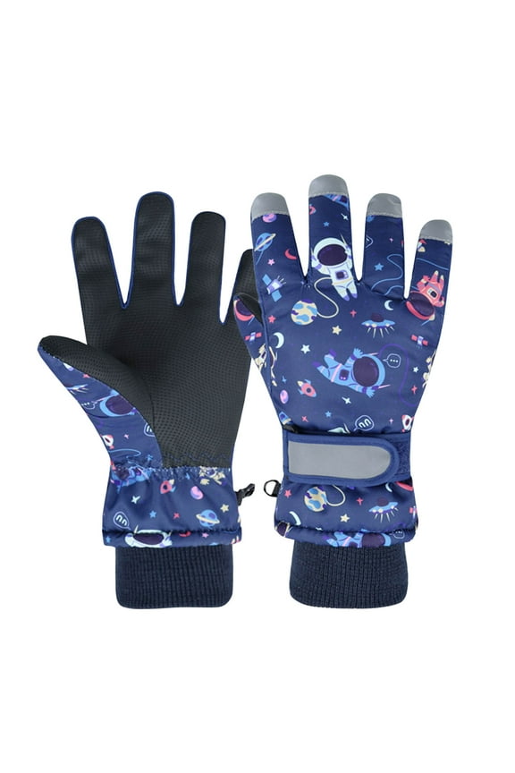 Ski Gloves For Boys Girls, Warmest Waterproof and Breathable Snow Gloves for Cold Weather, Fits Both Men & Women,for Parent Child Outdoor Navy 4 Years