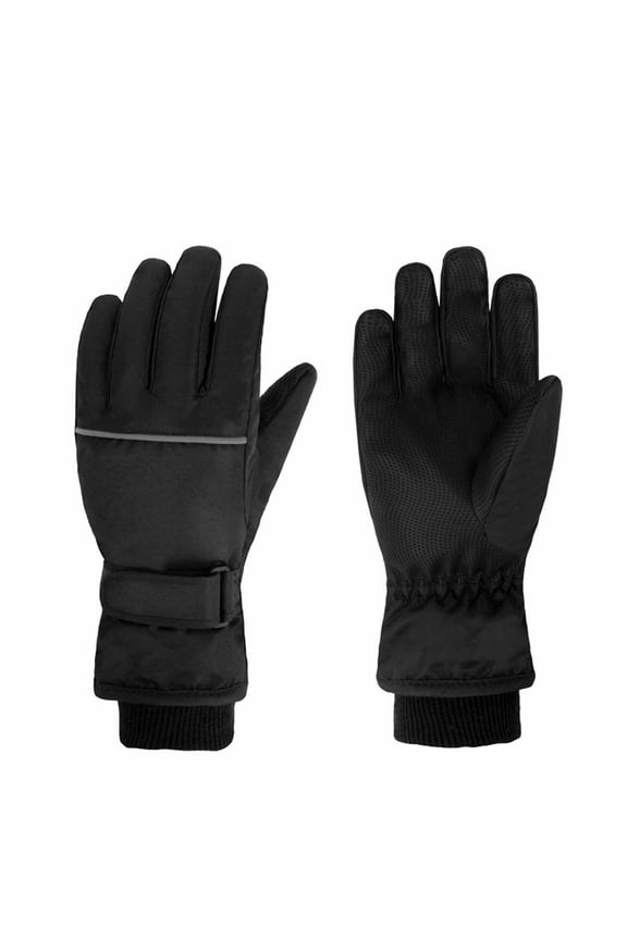 Ski Gloves For Boys Girls, Warmest Waterproof and Breathable Snow Gloves for Cold Weather Black 7 Years