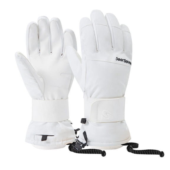 Ski Gloves for Men & Women (White) - 3M Thinsulate Insulated, Waterproof Windproof with Touchscreen & Built-in Wrist Guard for Snowboarding, Riding & Winter Outdoor