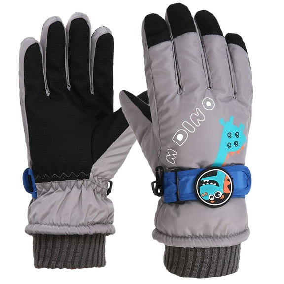 Ski Gloves Snowboarding Warm Heat Gloves, Windproof Waterproof Driving Gloves for Cold Weather, leather Wrap Outdoor Biking Running Walking Gloves, Gray