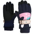 thumbnail image 1 of Ski Gloves Snowboarding Warm Heat Gloves, Windproof Waterproof Driving Gloves for Cold Weather, leather Wrap Outdoor Biking Running Walking Gloves, Navy, 1 of 9