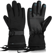 Ski Gloves, Waterproof Touchscreen Snowboard Gloves, Warm Winter Snow Gloves for Cold Weather, Fits Both Men & Women for Driving/Cycling/Running/HikingBlack