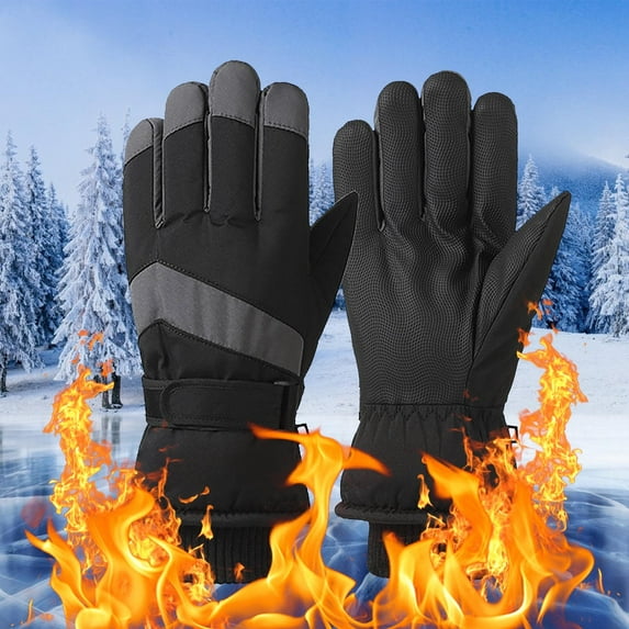 Ski Gloves Winter for Men and Women - Windproof, Water-Resistant, Fleece-Lined Cycling Gloves, Thick Warm Non-Slip Outdoor Gloves with Touchscreen Compatibility, One Size Fits Most E