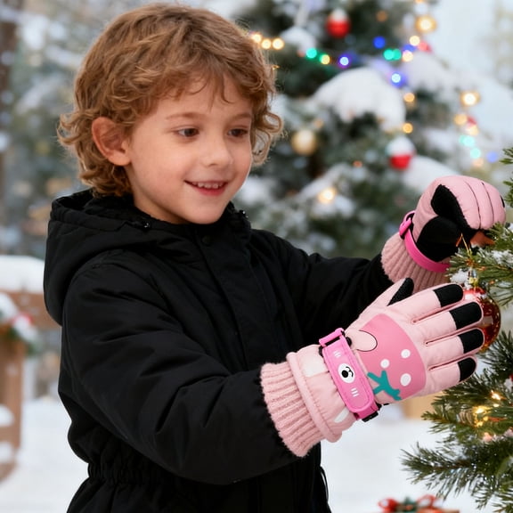 Ski Gloves Winter Outdoor Skiing & Cycling Cold Proof Warm Anti Wear Gloves(XS)