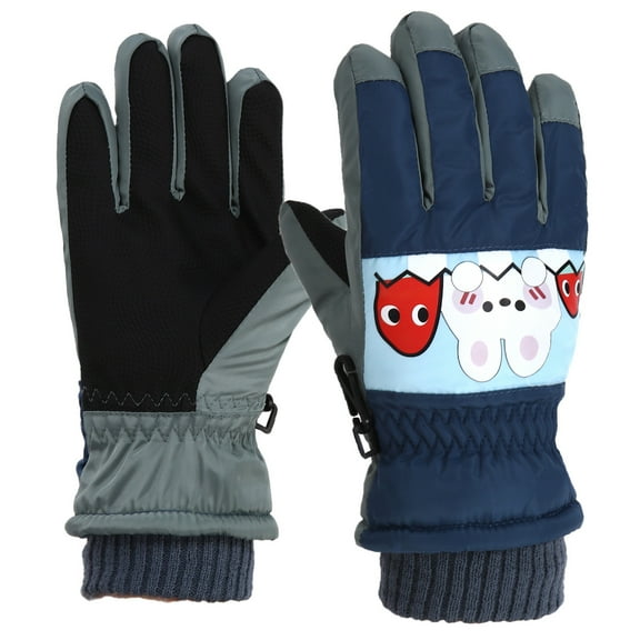 Ski Gloves Winter Snowboarding Warm Gloves, Driving Gloves for Cold Weather Windproof Waterproof, leather Wrap Outdoor Biking Running Walking Gloves, Snow Heater Gloves, Navy