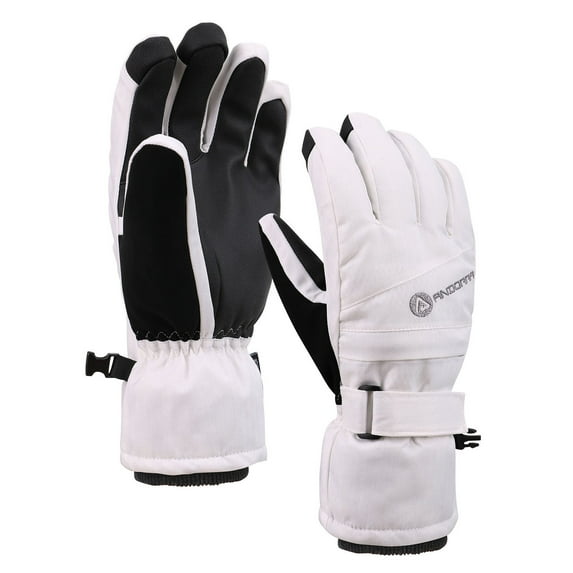 Ski Gloves Women's Signature Hidden Pocket Touchscreen Snow Gloves,White,M