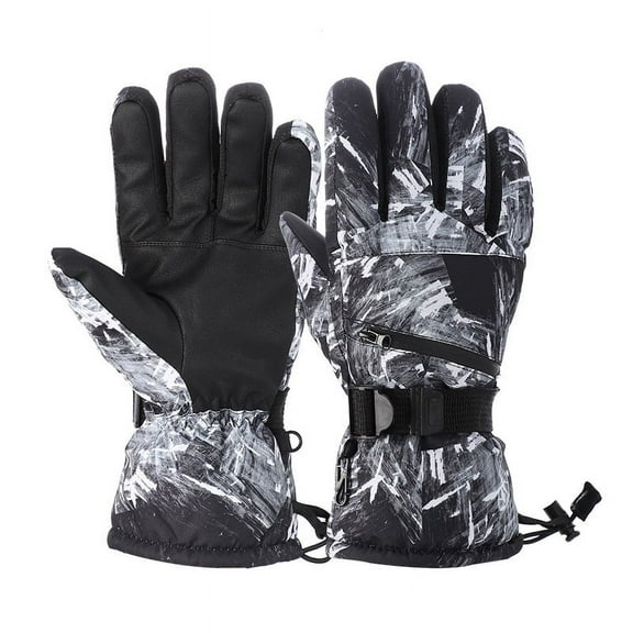 Ski Gloves Women's Winter Warm Graffiti Outdoor Cold-proof Couple's Fleece-lined Thickened Touch Screen Men's Down Cotton Gloves