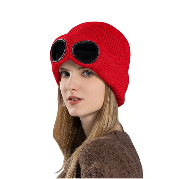 Ski Goggle Beanie Hat for Women Thick Fleece Lined Knit Skull Cap Mens Warm Winter Outdoor Hats