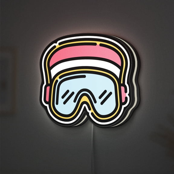 Ski Goggles 3D Novelty Light Box, Winter Sports Themed Lodge Decor, Ideal for Ski Enthusiasts (Height 20 inch, 50cm)