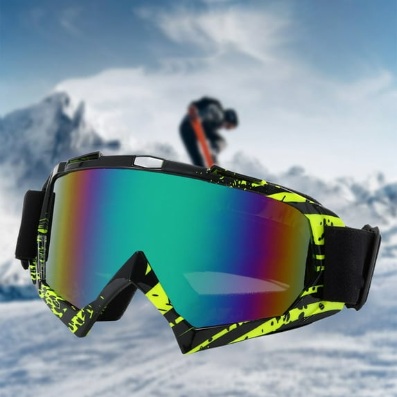 Ski Goggles for Adults | Windproof Panoramic Spherical Lens – Anti-Fog UV Protection, Scratch-Proof Mirror | Adjustable Strap – Black, Fits Helmets, 18x25cm | Comfortable, High Visibility Snow