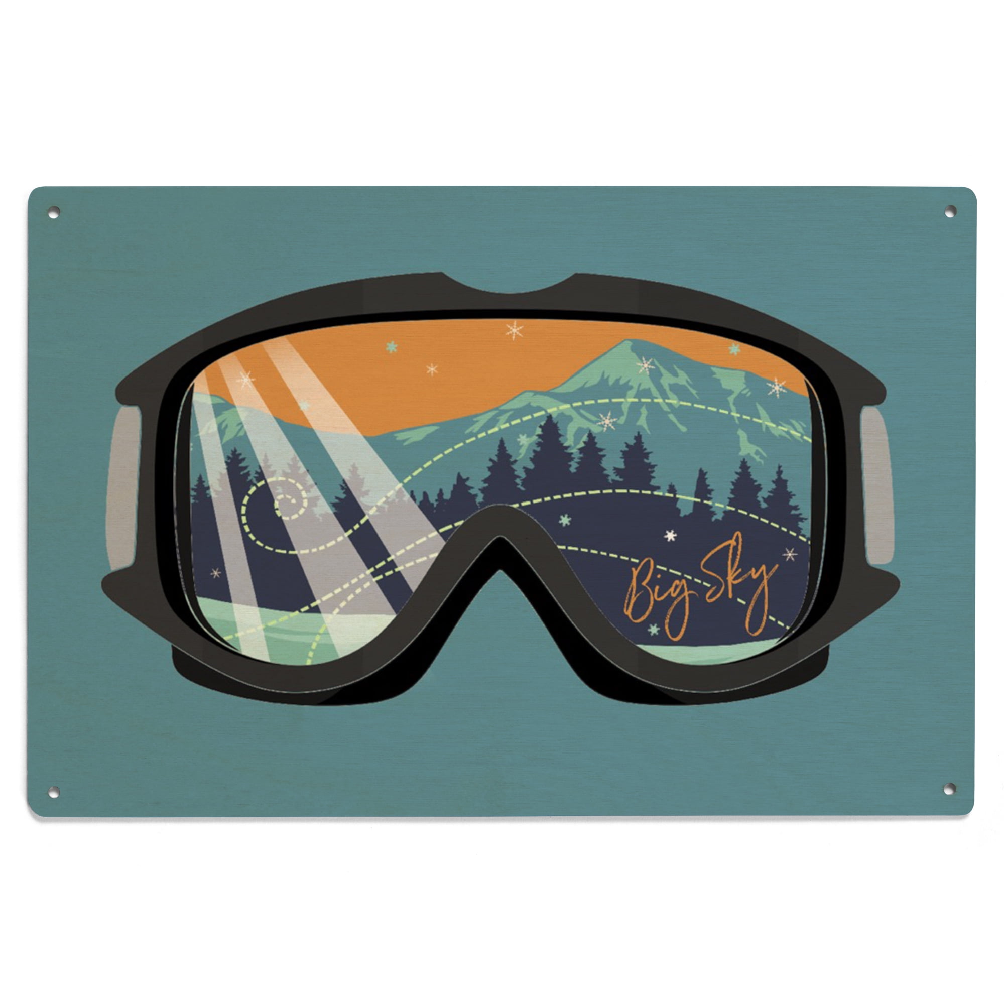 Ski Goggles, Contour Birch Wood Wall Sign (6x9 Rustic Home Decor, Ready ...