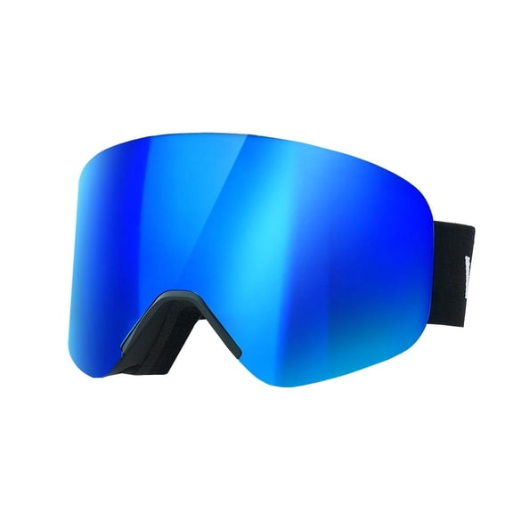 Ski Goggles Magnet Cylindrical Lens - Dark Blue Revo Coating, OTG Anti Fog Snow Goggles for Men & Women, TPU Frame, Ventilation - Skiing/Snowboarding
