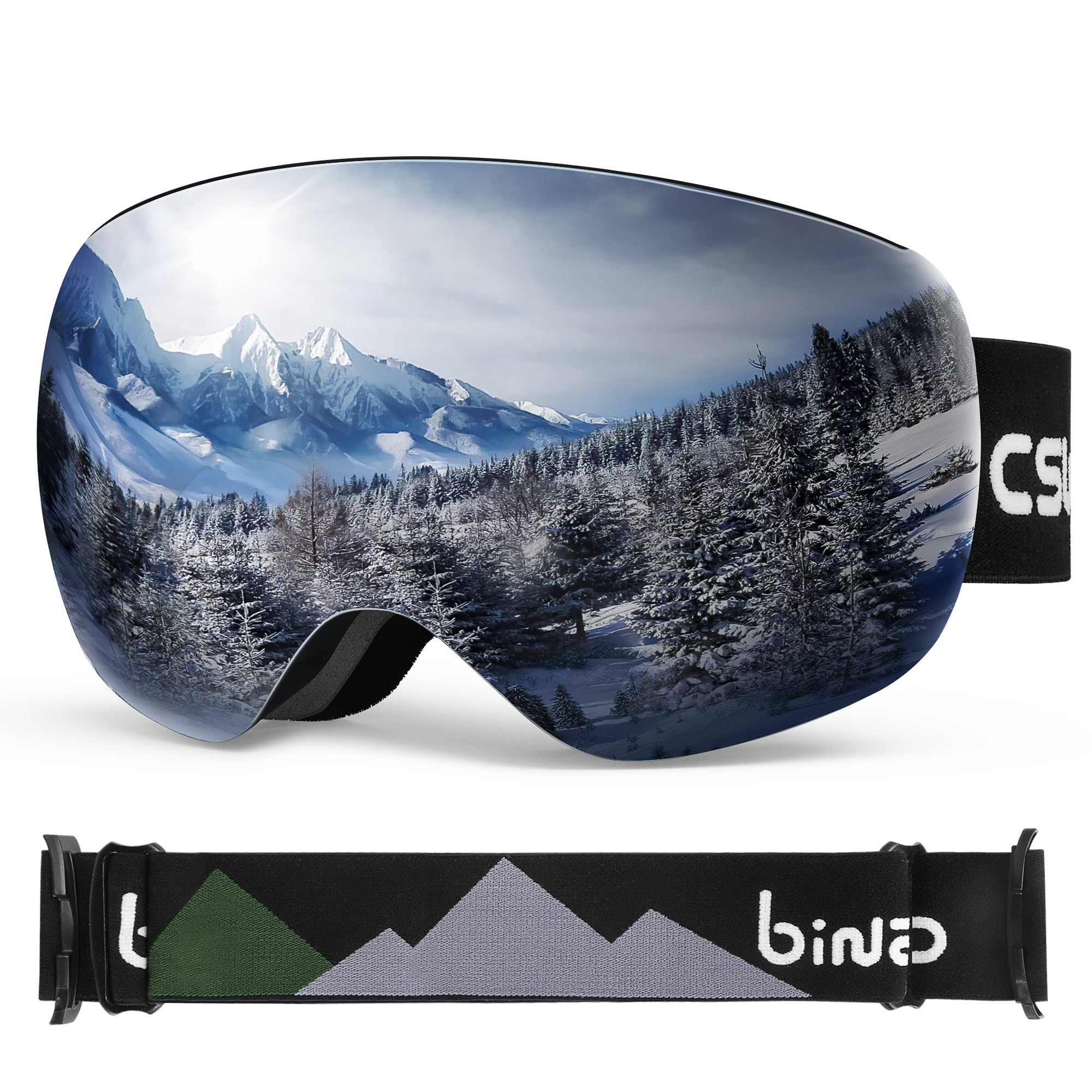 AKASO OTG Ski Goggles With Magnetic Interchangeable Lenses - Anti-Fog, UV Protection, Helmet Compatible