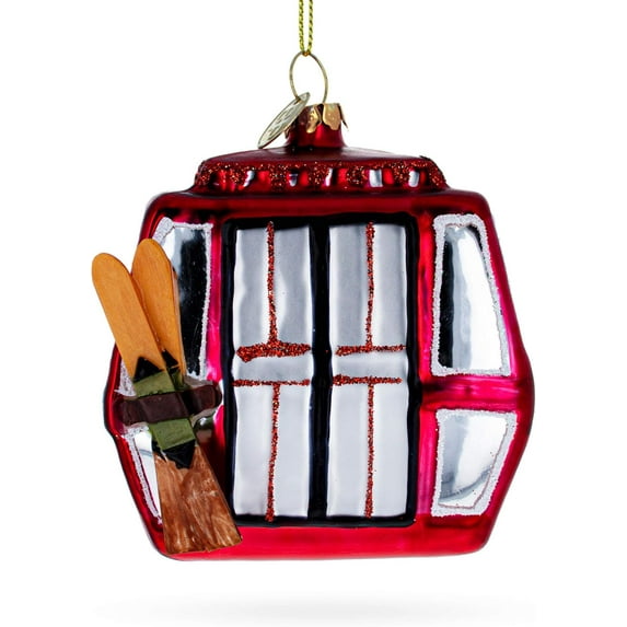 Ski Gondola Cable Car Glass Christmas Ornament