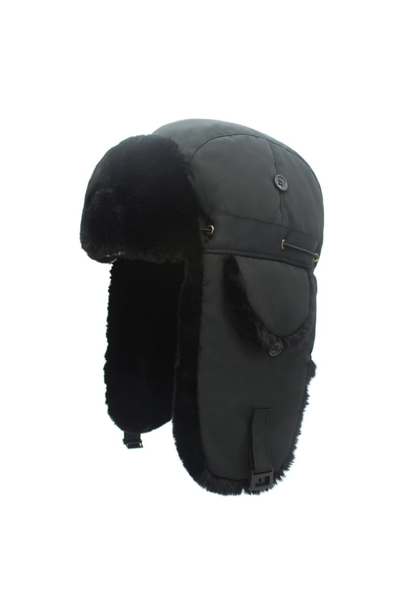 Ski Hat,Hat Winter,Trapper Hat Winter Hats Cap Men's Waterproof Thunderhead Windproof Ski Cap Cold Ear Cap Baseball Caps,Solid Color Double-layer Thick Lei Feng Hat(Black)