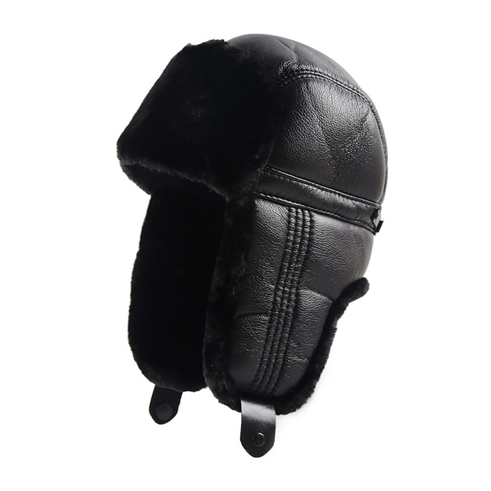 Ski Hat Man Soft Leather Bomber Hats Warm Winter Hats Black F-ur Earflaps Caps With Ear Flaps Dad Hat ,Classic Design