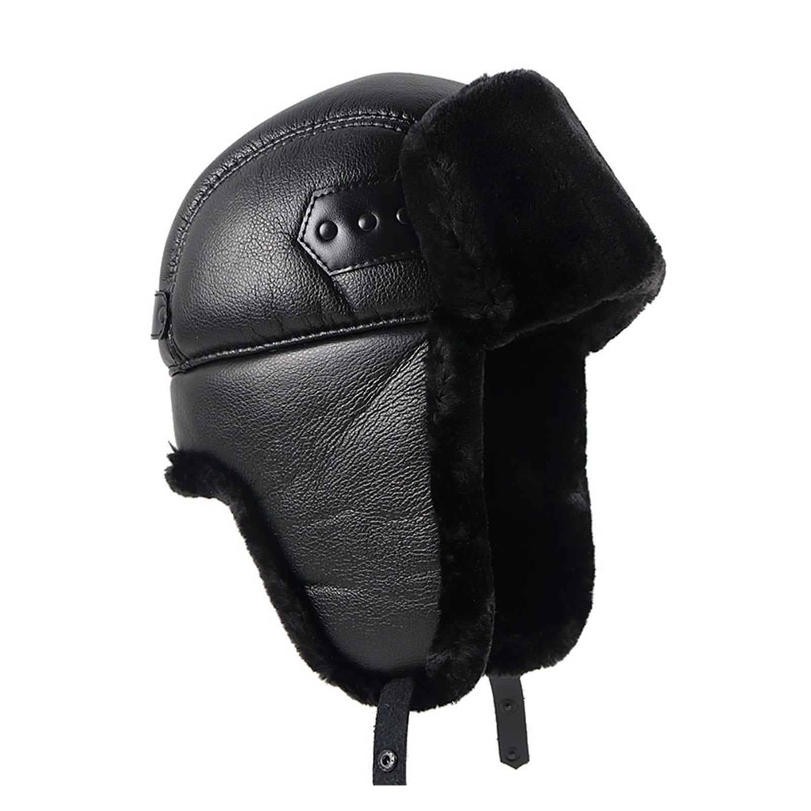 Ski Hat Man Soft Leather Bomber Hats Warm Winter Hats Black F-ur Earflaps Caps With Ear Flaps Dad Hat ,Classic Design