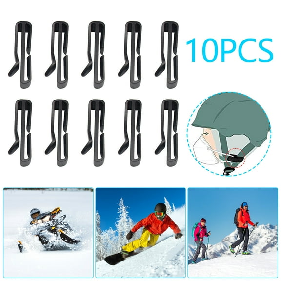 Ski Helmet Mask Clip Hook 10-Pack ABS Plastic Helmet Accessory for Snowboard & Ski Masks 1.5in-Install Fastener for Comfortable Secure