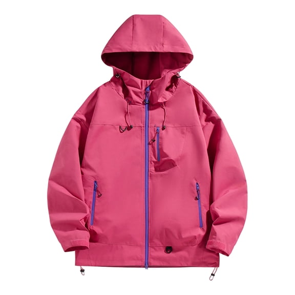 Ski Jacket Snowboard Jacket Waterproof And Windproof Winter Hooded Climbing Jacket for Hiking, Camping, Trekking and General Outdoor Activities, Pink, XL