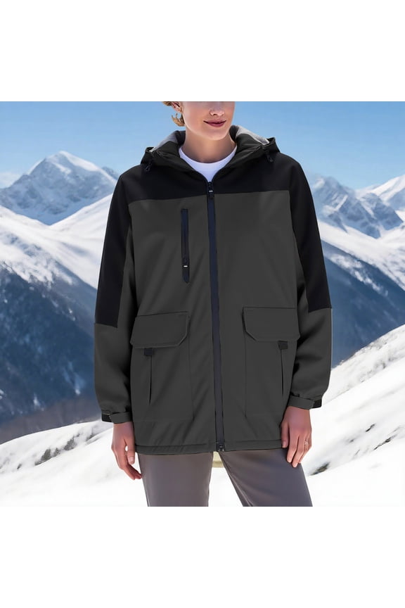 Ski Jacket Warm Winter Snow Coat Unisex Adult Waterproof Windbreaker Outdoor Travel Hiking Jackets with Hood Gray XS