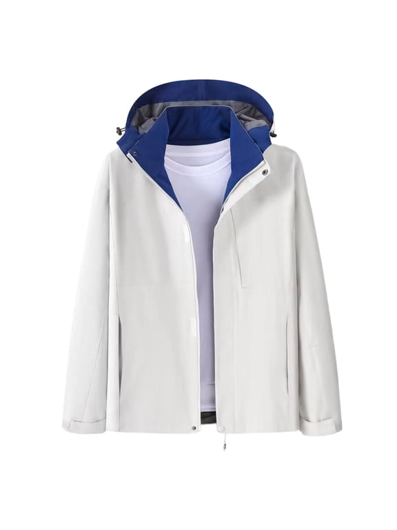 Ski Jacket for Women Long Sleeve Warm Winter Snow Coat Windbreaker Snowboarding Jacket with Hooded for Outdoor Hiking Travel White M