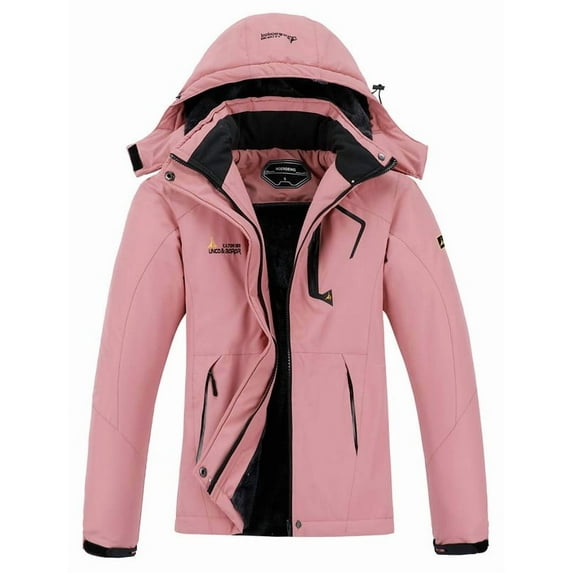 Winter Coats for Women Waterproof Ski Jacket Warm Snow Jackets Windproof Windbreaker Hooded Raincoat, Pink M