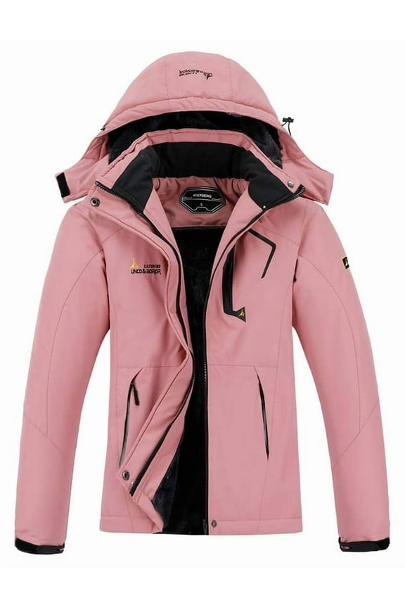 Winter Coats for Women Waterproof Ski Jacket Warm Snow Jackets Windproof Windbreaker Hooded Raincoat, Pink M