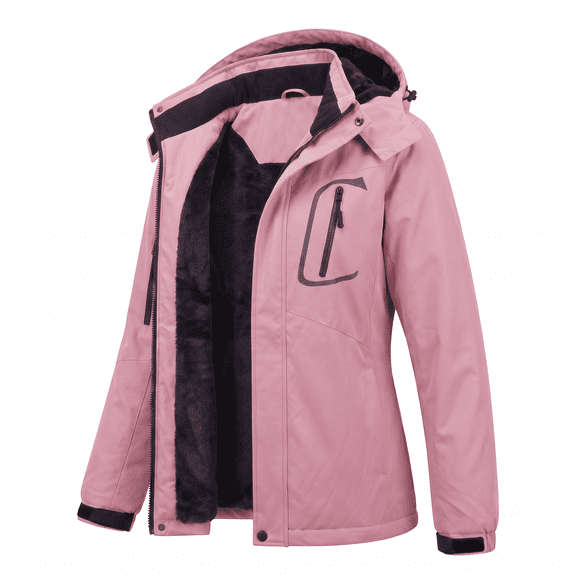 Winter Coats for Women Waterproof Ski Jacket Warm Snow Jackets Windproof Windbreaker Hooded Raincoat, Pink S