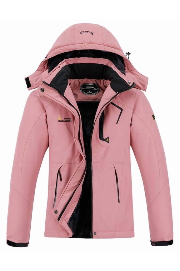 Winter Coats for Women Waterproof Ski Jacket Warm Snow Jackets Windproof Windbreaker Hooded Raincoat, Pink S