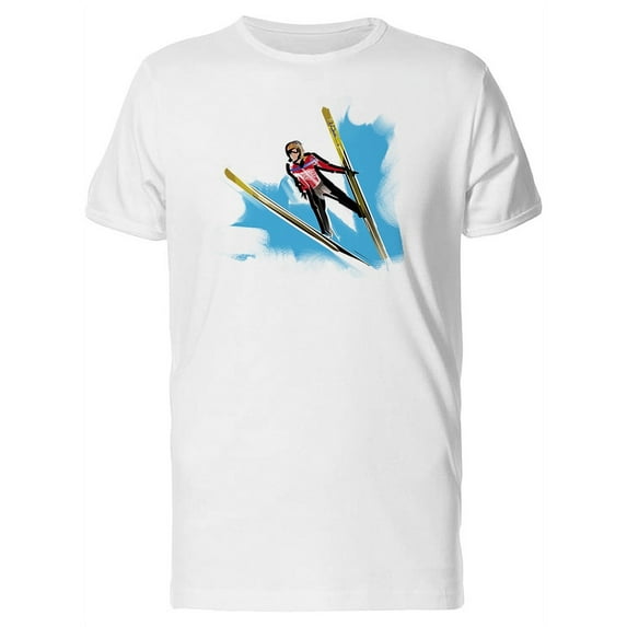 Ski Jump Watercolor T-Shirt Men -Image by Shutterstock, Male 4X-Large