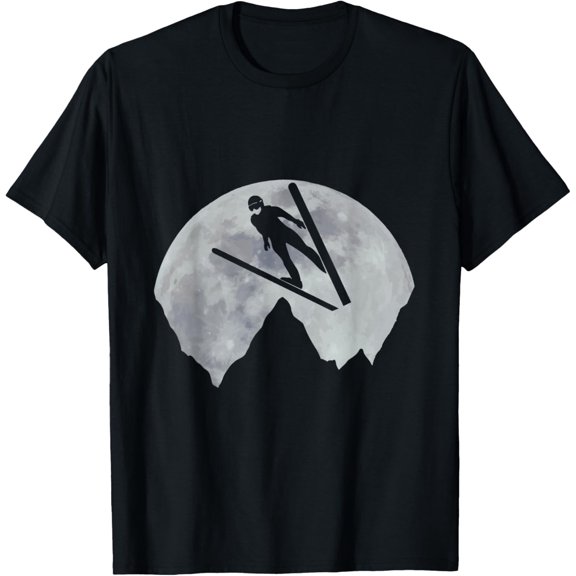 Ski Jumper in Moonlight Ski Jump Ski Flying Winter Gift T-Shirt