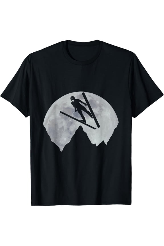Ski Jumper in Moonlight Ski Jump Ski Flying Winter Gift T-Shirt