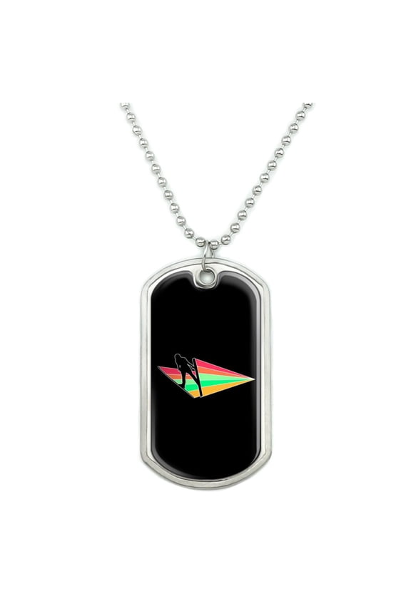 Ski Jumping Rainbow Military Dog Tag Pendant Necklace with Chain