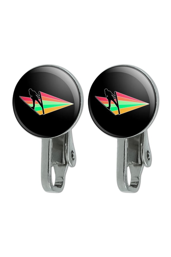 Ski Jumping Rainbow Novelty Clip-On Stud Earrings