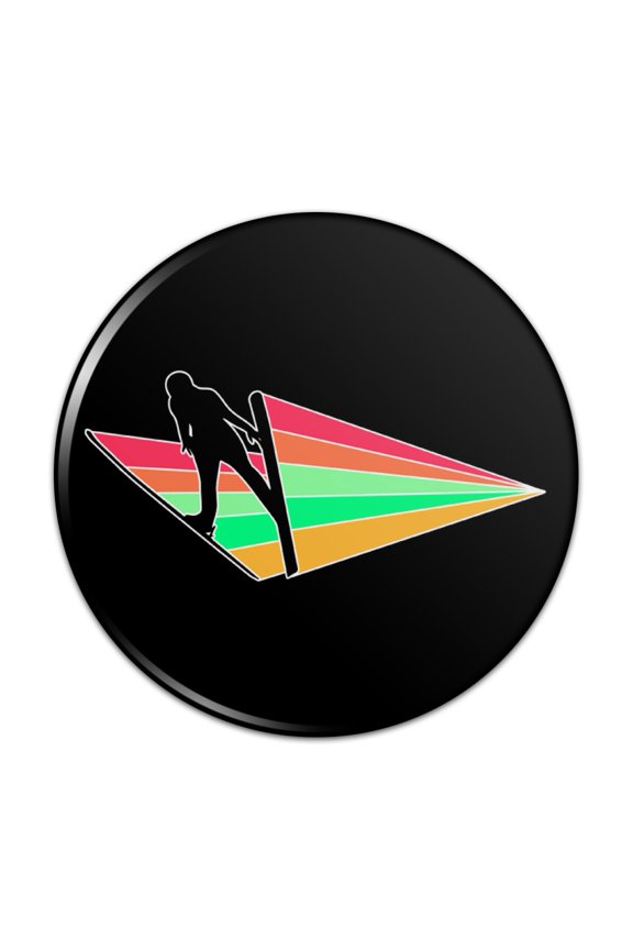Ski Jumping Rainbow Pinback Button Pin