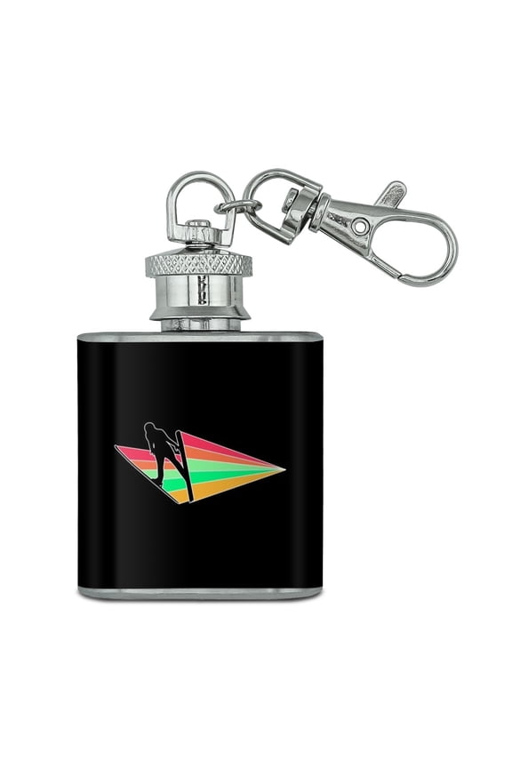 Ski Jumping Rainbow Stainless Steel 1oz Mini Flask Key Chain