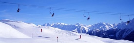 Ski Lift in Mountains Switzerland Canvas Art - Panoramic Images (36 x 12)