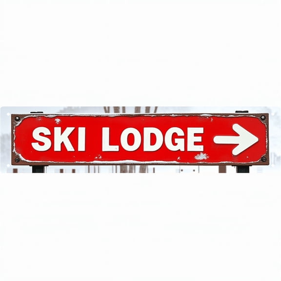 Ski Lodge Directional Sign 16*4 Inches "SKI LODGE " Cabin Mountain Patio Winter Themed Decor