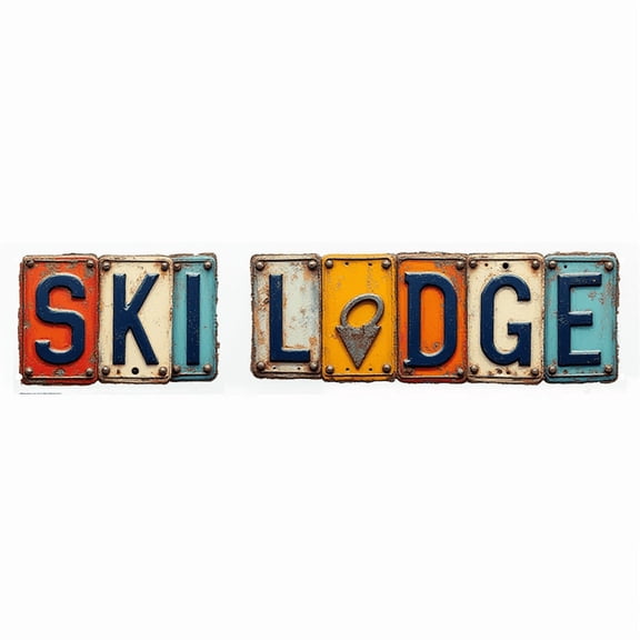 Ski Lodge Metal Sign 16*4 Inches "SKI LODGE" License Plate Style Winter Outdoor Decor