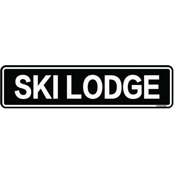 Ski Lodge Sign Metal Tin Sign Wall Decor for Bar Home Pub Shop Wall Plaque Decoration 4X16inches
