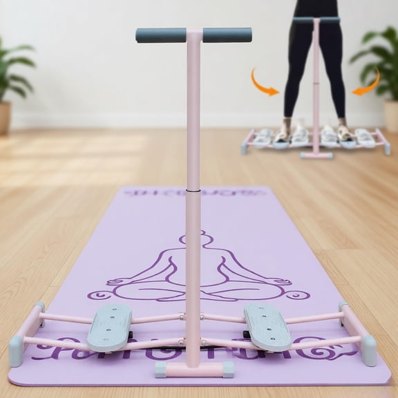 Ski Machine Foldable Home Gym Trainer Simulator Adjustable Height 4-11 to 6-5 Heavy Duty 550lb Non-Slip Pedals Dual Handrails Portable Space Saving Cardio Fitness Equipment Leg Core ABS Workout