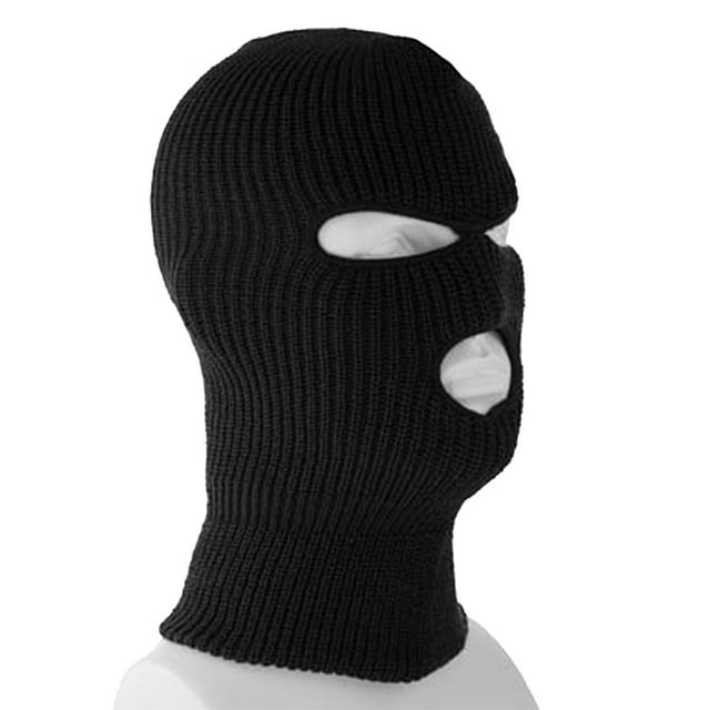 Ski Mask 3 Hole Full Face Cover Beanie Hood Balaclava Outdoor Mouth Cover (Black, Lot of 1