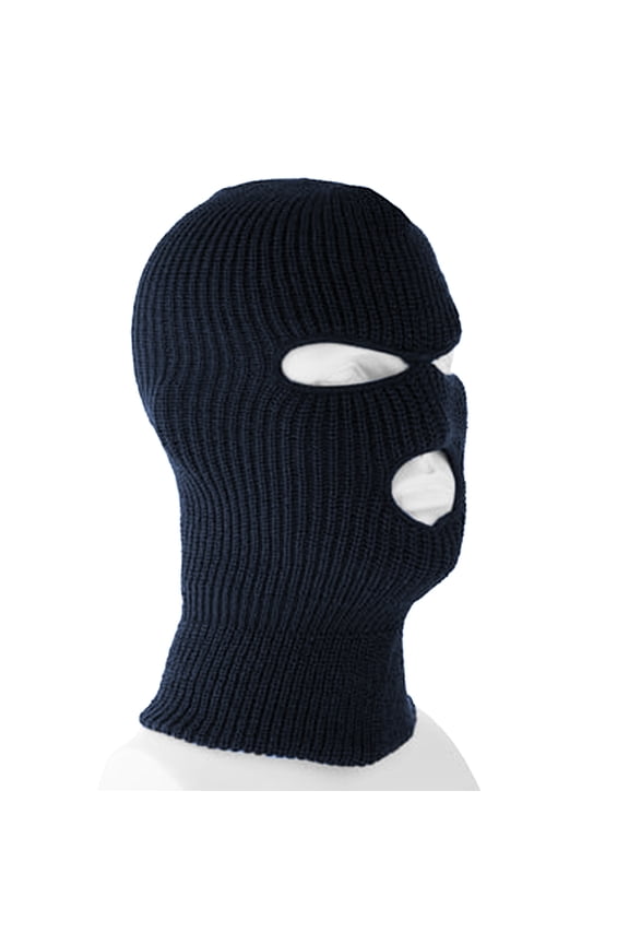 Ski Mask 3 Hole Full Face Cover Beanie Hood Balaclava Outdoor Mouth Cover (Navy Lot of 1)