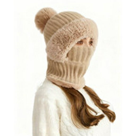 Ski Mask 3 in 1 Winter Fleece Balaclava for Women: Thermal Knit Beanie Cap with Neck Warmer, Cold-Resistant Hat for Snowboarding and Hiking, White